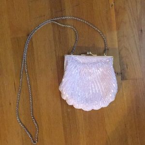 Pink beaded clutch purse